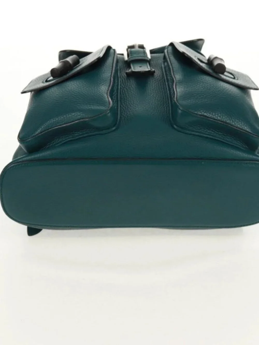 GUCCI Bamboo Backpack Leather Green Silver 370833 Auth 159026V